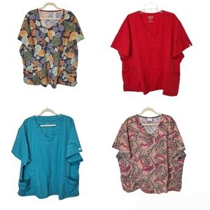 Buttersoft UA Scrubs Cherokee Workwear Womens Lot Of 4 Scrub Tops 4X Medical